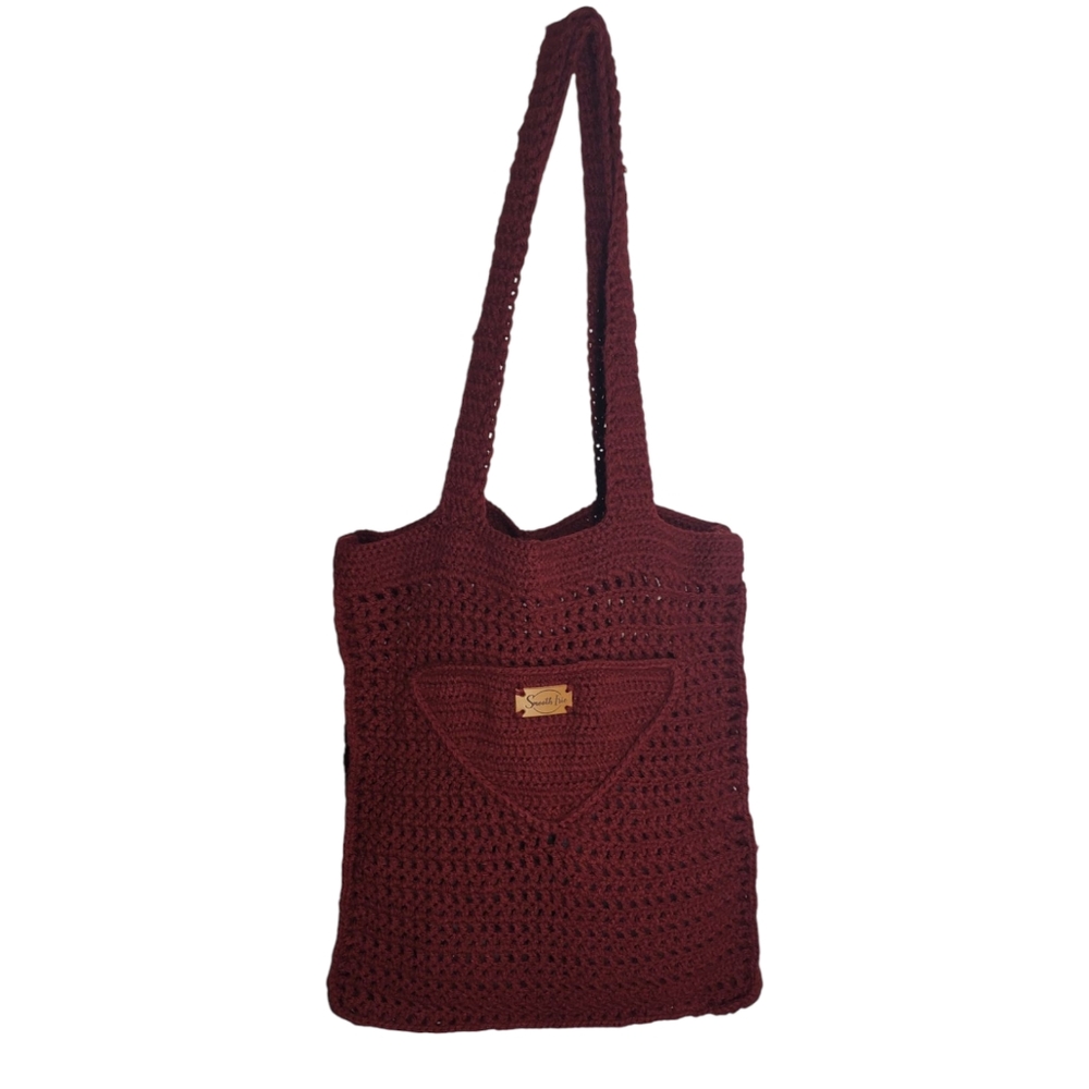 Midnight Wine Crochet Tote Bag Smooth Irie NWT Burgundy Summer Casual Beach Sun